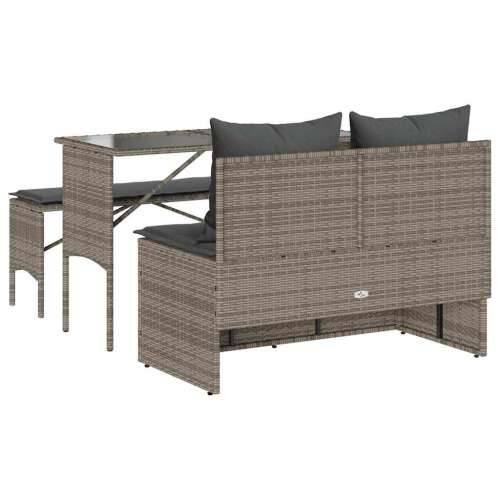 Vrtna garnitura - 3-dijelni vrtni blagovaonski set sivi od poliratana - Siva tempered glass 4 Cijena