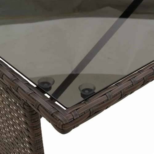 Vrtna garnitura - 3-dijelni vrtni blagovaonski set s jastucima poliratan smeđi - Smeđa i krem ​​bijela tempered glass 4 Cijena