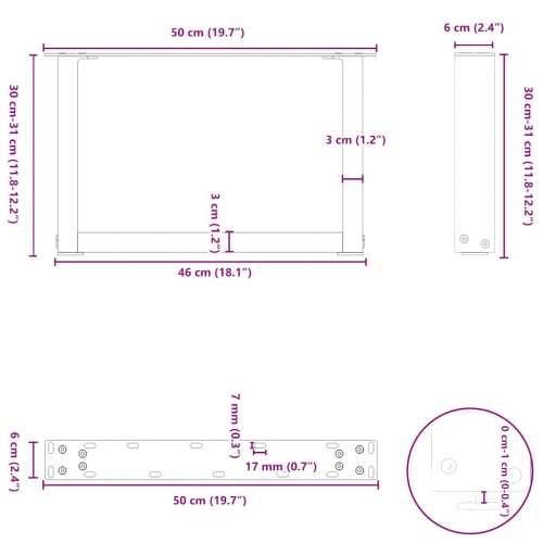 Noge za klub stolić U-oblik 2 kom Prirodni čelik 50 x (30-31) cm Čelik - Prirodna 50 x (30-31) cm 2 1 Cijena