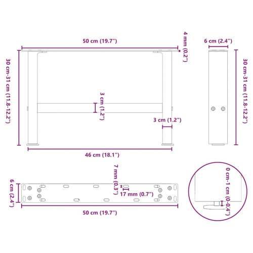 Noge za klub stolić antracit boje 2 kom 50 x (30-31) cm čelik - Antracit 50 x (30-31) cm 2 1 Cijena