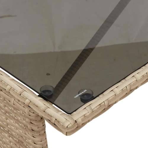 Vrtna garnitura - 3-dijelni vrtni blagovaonski set od poliratana s jastucima bež - bež i svjetlosiva tempered glass 4 Cijena