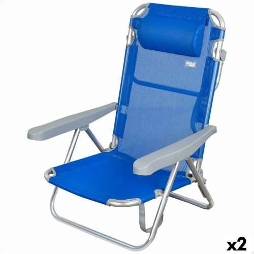 Sklopiva Stolica s Naslonom za Glavu Aktive Gomera Plava 48 x 84 x 46 cm (2 kom.) Cijena