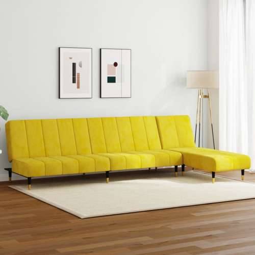 2-dijelni set sofa žuti baršunasti - Žuta Bez naslona za ruke Cijena