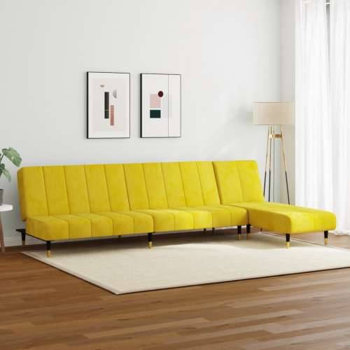 2-dijelni set sofa žuti baršunasti - Žuta Bez naslona za ruke Cijena