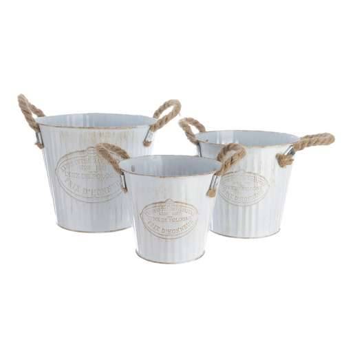 Set žardinjera Decoris Bijela Metal Uže S ručkama (3 Dijelovi) Cijena