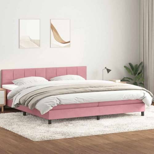 Box Spring krevet s madracem ružičasti 180x220 cm samt - Ružičasta 180 x 220 cm Blok s kvadratima Cijena