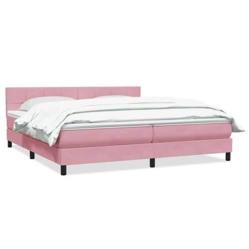 Box Spring krevet s madracem ružičasti 180x220 cm samt - Ružičasta 180 x 220 cm Blok s kvadratima Cijena