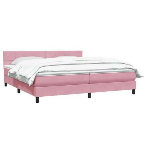 Box Spring krevet s madracem ružičasti 180x220 cm samt - Ružičasta 180 x 220 cm Blok s kvadratima Cijena
