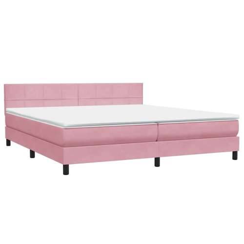 Box Spring krevet s madracem ružičasti 180x220 cm samt - Ružičasta 180 x 220 cm Blok s kvadratima Cijena