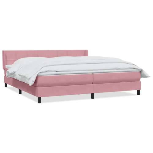 Box Spring krevet s madracem ružičasti 180x220 cm samt - 180 x 220 cm Blok s kvadratima Ružičasta Cijena