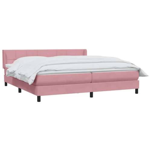 Box Spring krevet s madracem ružičasti 180x220 cm samt - 180 x 220 cm Blok s kvadratima Ružičasta Cijena