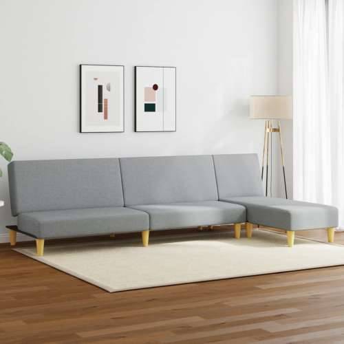 2-dijelni set sofa svjetlosivi od tkanine - Svjetlosiva Bez naslona za ruke Cijena