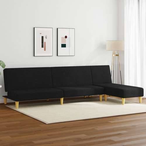 2-dijelni set sofa crni od tkanine - Crna Bez naslona za ruke Cijena