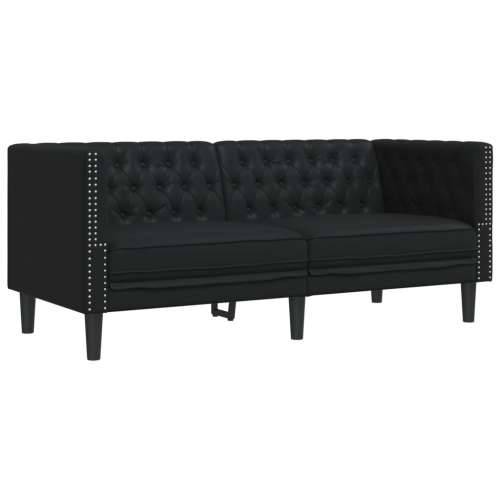 3-dijelna sofa Chesterfield crna umjetna koža - Crna Fotelja + dvosjed + trosjed Cijena