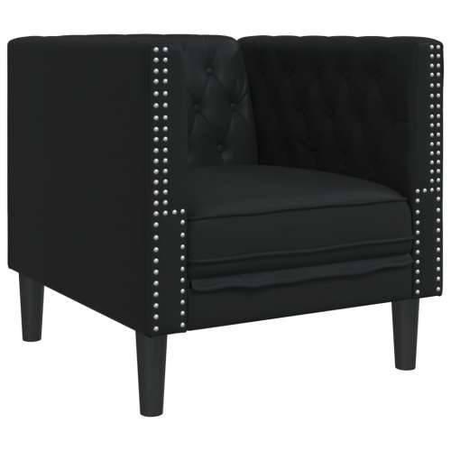 3-dijelna sofa Chesterfield crna umjetna koža - Crna Fotelja + dvosjed + trosjed Cijena