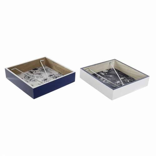 Stalak za salvete DKD Home Decor Metal Bijela Mornarsko plava Drvo MDF (2 pcs) Cijena