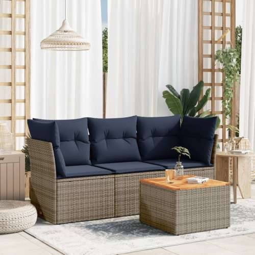 Vrtna garnitura - 4-dijelni set vrtnih sofa od poliratana s jastucima sivi - Siva 1 Cijena