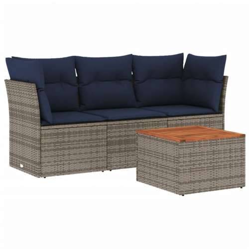 Vrtna garnitura - 4-dijelni set vrtnih sofa od poliratana s jastucima sivi - Siva 1 Cijena