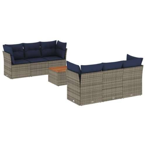 Vrtna garnitura - 7-dijelni set vrtnih sofa od poliratana s jastucima sivi - Siva 1 Cijena