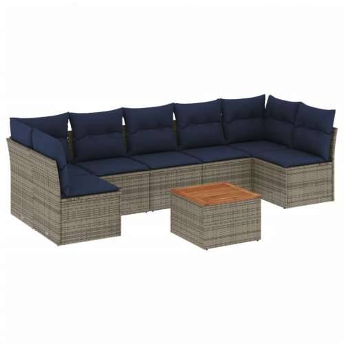 Vrtna garnitura - 8-dijelni set vrtnih sofa od poliratana s jastucima sivi - Siva 2x corner + table + 5x middle 1 Cijena