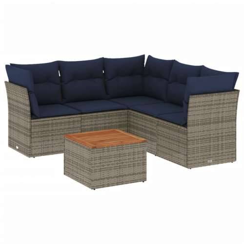 Vrtna garnitura - 6-dijelni set vrtnih sofa od poliratana s jastucima sivi - Siva 3x kutna + stol + 2x srednja 1 Cijena