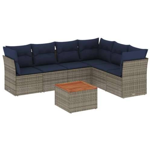 Vrtna garnitura - 7-dijelni set vrtnih sofa od poliratana s jastucima sivi - Siva 3x kutna + stol + 3x srednja 1 Cijena
