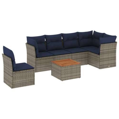 Vrtna garnitura - 7-dijelni set vrtnih sofa od poliratana s jastucima sivi - Siva stol + 3x kutna + 3x srednja 1 Cijena