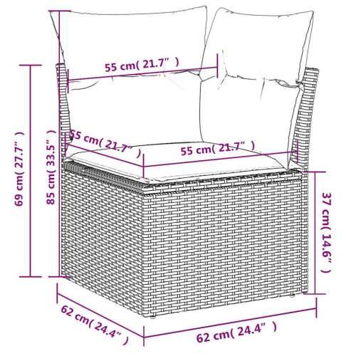 Vrtna garnitura - 7-dijelni set vrtnih sofa od poliratana s jastucima sivi - Siva stol + 3x kutna + 3x srednja 1 Cijena