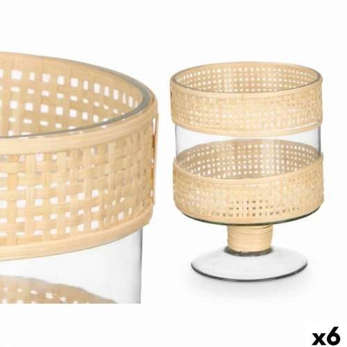 Svijećnjak SG-29685 Providan Prirodno Staklo Ratan 15 x 20 x 15 cm (6 kom.) Cijena