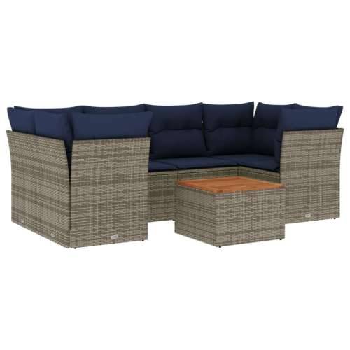 Vrtna garnitura - 7-dijelni set vrtnih sofa od poliratana s jastucima sivi - Siva 1 Cijena
