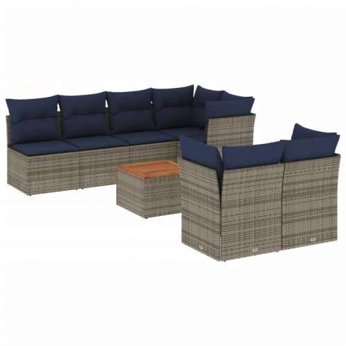 Vrtna garnitura - 8-dijelni set vrtnih sofa od poliratana s jastucima sivi - Siva 2x corner+3x centre+1x garden+7x back+5x seat  Cijena