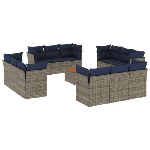 Vrtna garnitura - 13-dijelni set vrtnih sofa od poliratana s jastucima sivi - Siva 1 Cijena