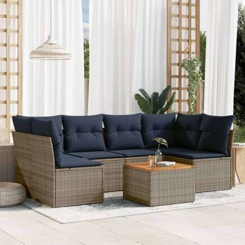 Vrtna garnitura - 7-dijelni set vrtnih sofa od poliratana s jastucima sivi - Siva 2x corner + table + 4x middle 1 Cijena