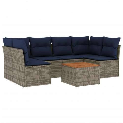 Vrtna garnitura - 7-dijelni set vrtnih sofa od poliratana s jastucima sivi - Siva 2x corner + table + 4x middle 1 Cijena