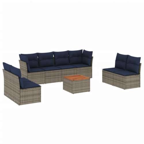 Vrtna garnitura - 9-dijelni set vrtnih sofa od poliratana s jastucima sivi - Siva 1 Cijena