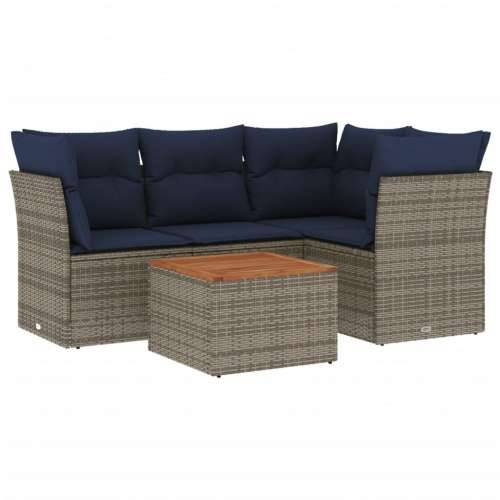 Vrtna garnitura - 5-dijelni set vrtnih sofa od poliratana s jastucima sivi - Siva 1 Cijena