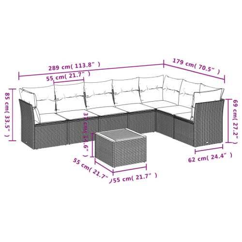 Vrtna garnitura - 8-dijelni set vrtnih sofa od poliratana s jastucima sivi - Siva 1 Cijena