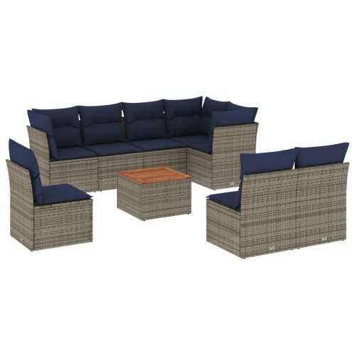 Vrtna garnitura - 9-dijelni set vrtnih sofa od poliratana s jastucima sivi - Siva 1 Cijena