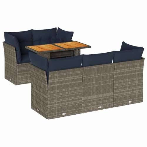 Vrtna garnitura - 6-dijelni set vrtnih sofa od poliratana s jastucima sivi - Siva 1 Cijena