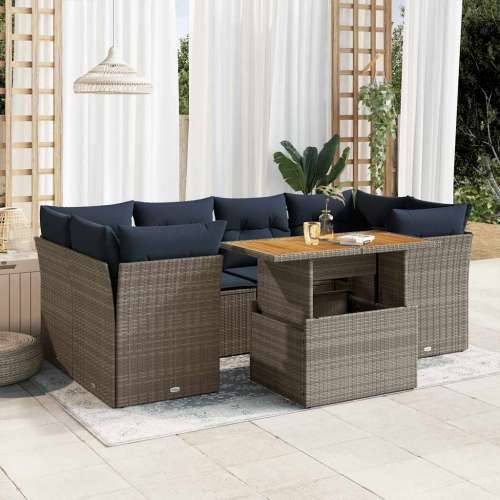 Vrtna garnitura - 7-dijelni set vrtnih sofa sivi od poliratana - Siva 1 Cijena