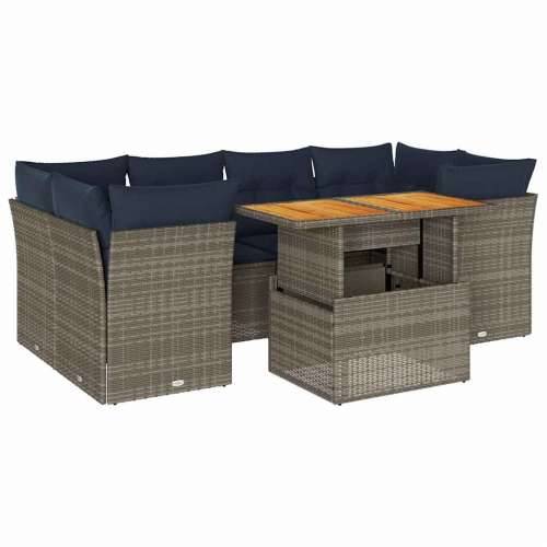 Vrtna garnitura - 7-dijelni set vrtnih sofa sivi od poliratana - Siva 1 Cijena