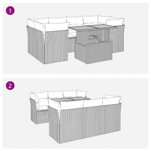 Vrtna garnitura - 7-dijelni set vrtnih sofa sivi od poliratana - Siva 1 Cijena