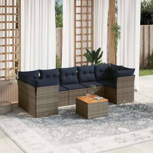 Vrtna garnitura - 8-dijelni set vrtnih sofa od poliratana s jastucima sivi - Siva 2x corner+3x centre+1x garden+7x back+5x seat  Cijena