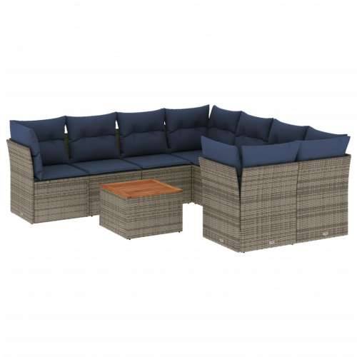 Vrtna garnitura - 9-dijelni set vrtnih sofa od poliratana s jastucima sivi - Siva 4x corner+4x centre+1x garden+12x back+8x seat Cijena