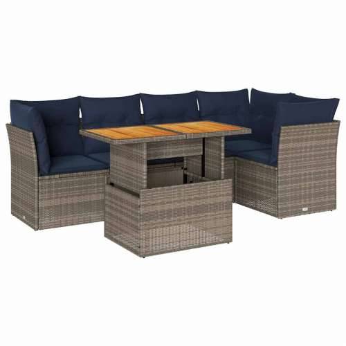 Vrtna garnitura - 6-dijelni set vrtnih sofa od poliratana s jastucima sivi - Siva 1 Cijena