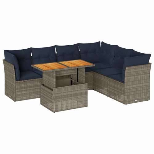 Vrtna garnitura - 7-dijelni set vrtnih sofa sivi od poliratana - Siva 1 Cijena