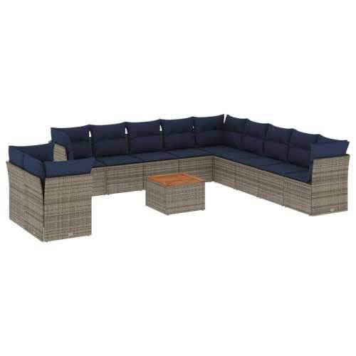Vrtna garnitura - 12-dijelni set vrtnih sofa od poliratana s jastucima sivi - Siva 1 Cijena