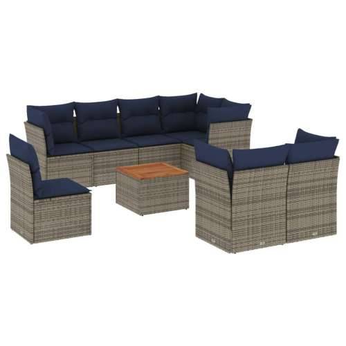Vrtna garnitura - 9-dijelni set vrtnih sofa od poliratana s jastucima sivi - Siva 5x kutna + stol + 3x srednja 1 Cijena