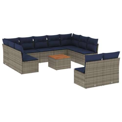 Vrtna garnitura - 12-dijelni set vrtnih sofa od poliratana s jastucima sivi - Siva 1 Cijena