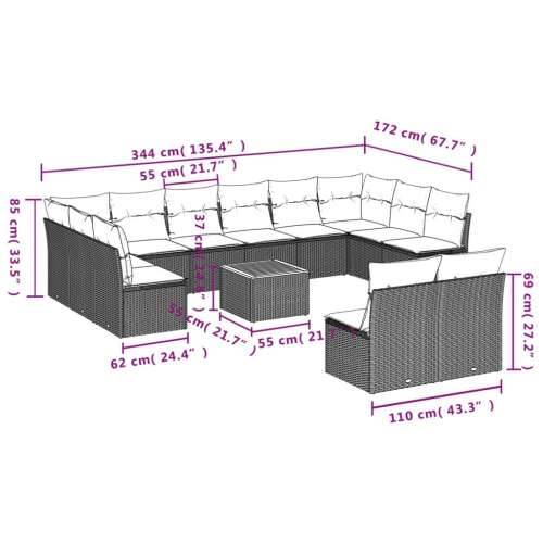 Vrtna garnitura - 13-dijelni set vrtnih sofa od poliratana s jastucima sivi - Siva 1 Cijena